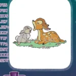 Cute Bambi and Thumper Yawning Forest Friends Embroidery Designs - Instant Download
