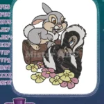 Cheerful Thumper and Flower woodland friends embroidery designs with flowers - Instant Download
