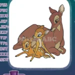 Cute Mother Deer and Two Baby Fawns Embroidery Designs - Instant Download