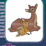 Mother deer and baby fawn forest embroidery designs - Instant Download