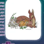 Peaceful Mother Deer and Fawn with Flowers Embroidery Designs - Instant Download