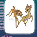 Cute Bambi and Faline Fawns Playful Cartoon Embroidery Designs - Instant Download