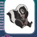 Cute cartoon baby skunk Flower character embroidery designs - Instant Download