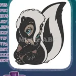Adorable baby skunk with big blue eyes embroidery designs - Instant Download