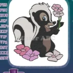 Happy Skunk with Blue Eyes and Pink Flowers embroidery designs - Instant Download