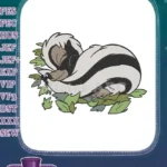 Cute sleeping skunk in leaves unique embroidery designs - Instant Download