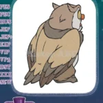 Cute Brown Cartoon Owl Embroidery Designs Looking Back - Instant Download