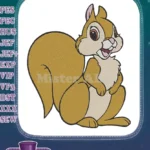 Happy cartoon brown squirrel animal adorable embroidery designs - Instant Download