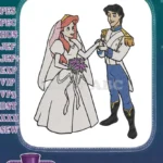 Princess Ariel Prince Eric Royal Wedding Embroidery Designs - Instant Download