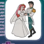 Disney Princess Ariel Prince Eric Wedding Dance Embroidery Designs - Instant Download