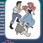 Ariel Prince Eric Max dancing happy embroidery designs - Instant Download