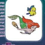 Little Mermaid Ariel and Flounder friends underwater adventure embroidery designs - Instant Download