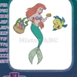 Little Mermaid Ariel Flounder Easter Egg Basket embroidery designs - Instant Download