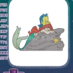 Disney Ariel Mermaid Flounder Fish Ocean Rock Embroidery Designs - Instant Download