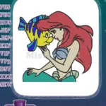 The Little Mermaid Ariel and Flounder friendship embroidery designs - Instant Download