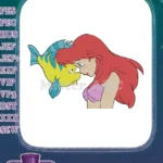 Ariel and Flounder Disney Little Mermaid cartoon embroidery designs - Instant Download