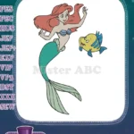 Ariel Little Mermaid and Flounder Undersea Adventure Embroidery Designs - Instant Download