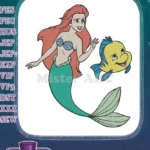 Ariel and Flounder Little Mermaid Disney Character embroidery designs - Instant Download