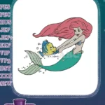 Ariel Little Mermaid and Flounder underwater cartoon embroidery designs - Instant Download