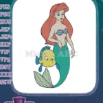 Ariel and Flounder Disney Little Mermaid cartoon embroidery designs - Instant Download