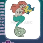 Ariel and Flounder Disney Princess Little Mermaid embroidery designs - Instant Download