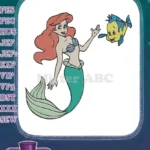 Ariel and Flounder Little Mermaid Cartoon embroidery designs - Instant Download