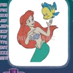 Ariel the Little Mermaid and Flounder fish embroidery designs - Instant Download