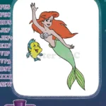 Disney Princess Ariel and Flounder underwater cartoon embroidery designs - Instant Download