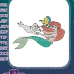 Disney's Little Mermaid Ariel Flounder and Seal embroidery designs - Instant Download