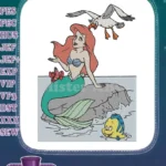 Ariel the Little Mermaid with Flounder and Scuttle embroidery designs - Instant Download