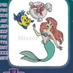 Ariel Little Mermaid Flounder Sebastian underwater adventure embroidery designs - Instant Download