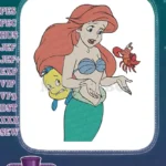Concerned Ariel Flounder Sebastian Disney characters embroidery designs - Instant Download