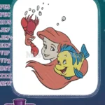 Ariel Flounder Sebastian underwater friends cartoon embroidery designs - Instant Download