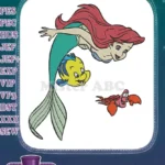 Disney Little Mermaid Ariel Flounder Sebastian underwater adventure embroidery designs - Instant Download