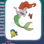 Ariel the Little Mermaid Flounder Sebastian Embroidery Designs - Instant Download