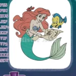 Ariel the Little Mermaid Flounder Sebastian treasure map embroidery designs - Instant Download