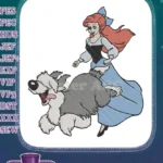 Joyful Ariel and Max the sheepdog running embroidery designs - Instant Download