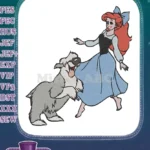 Disney's Ariel and Max playful dog walking embroidery designs - Instant Download