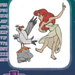 Ariel and Scuttle Seagull Talking Funny Ocean Embroidery Designs - Instant Download