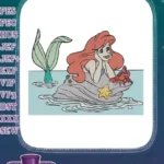 Ariel Little Mermaid Sebastian Crab Starfish Ocean Rock Embroidery Designs - Instant Download