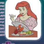 The Little Mermaid Ariel Sebastian Funny Dinner Scene Embroidery Designs - Instant Download