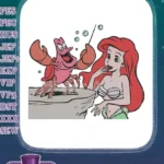 Ariel and Sebastian Little Mermaid Disney embroidery designs - Instant Download