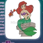 Ariel the Little Mermaid and Sebastian Crab Cartoon Embroidery Designs - Instant Download