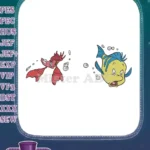 Disney Little Mermaid Sebastian Flounder fish crab embroidery designs - Instant Download