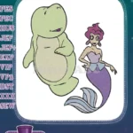 Cute Manatee and Beautiful Mermaid Underwater Fantasy Embroidery Designs - Instant Download