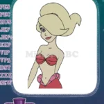 Blonde Mermaid Princess Embroidery Designs with Red Seashell Top - Instant Download