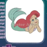 Dreamy Ariel mermaid princess embroidery designs with red hair - Instant Download