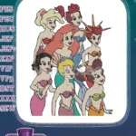 Fantasy Mermaid Sisters Group Colorful Ocean Embroidery Designs - Instant Download