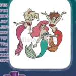 Three beautiful colorful mermaid sisters fantasy embroidery designs - Instant Download