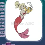 Blonde Mermaid Playing Saxophone Bubbles Whimsical Embroidery Designs - Instant Download
